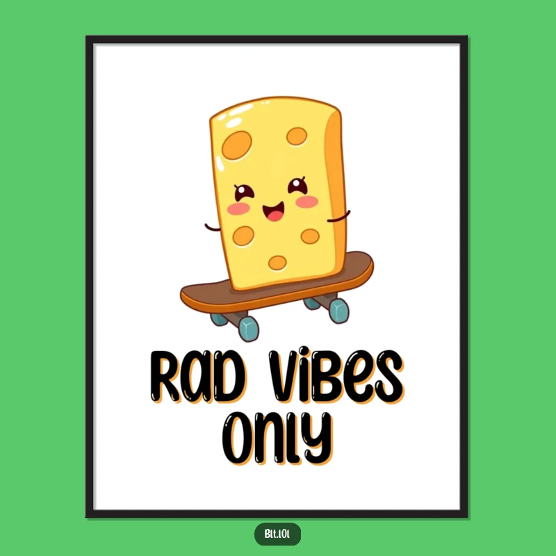 Funny Cheese Skateboard Digital Art - Giggling Rad Print Gift