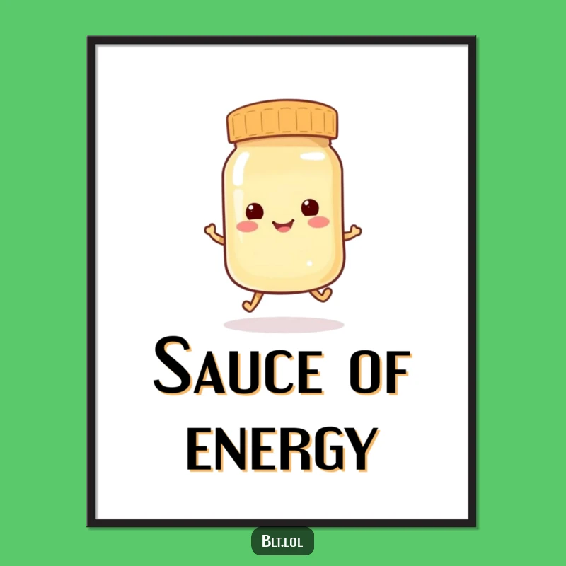 Funny Hopping Mayo Jar Digital Art: Playful Character Decor