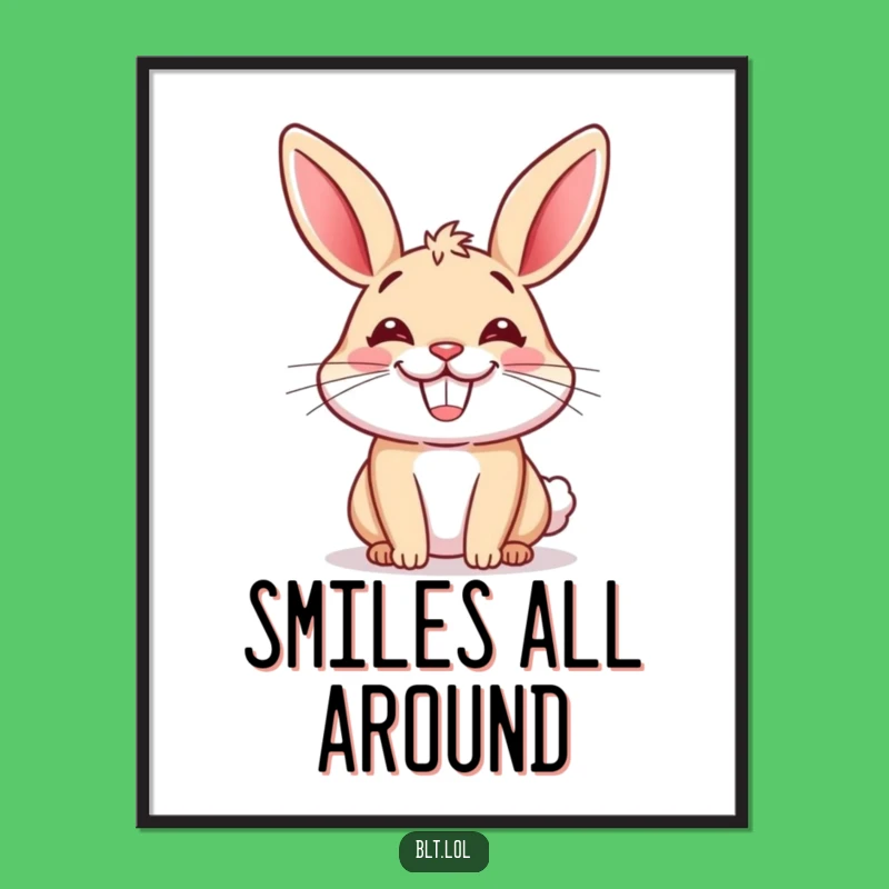 Funny Happy Bun Grinning Digital Art Print - Instant Joyful Wall Decor