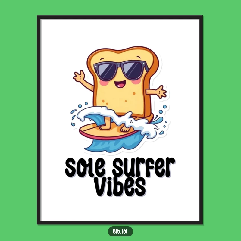 Funny Bread Surfer Digital Art: Instant Beach Humor for Walls & Gifts