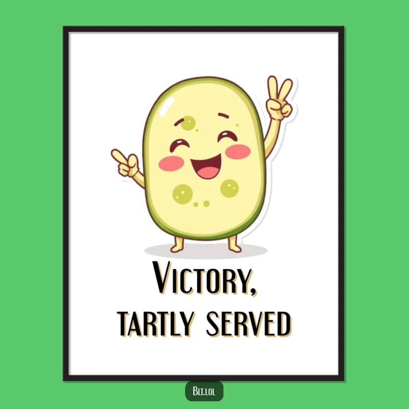 Funny Victorious Pickle Slice Digital Art Print - Instant Celebration Decor