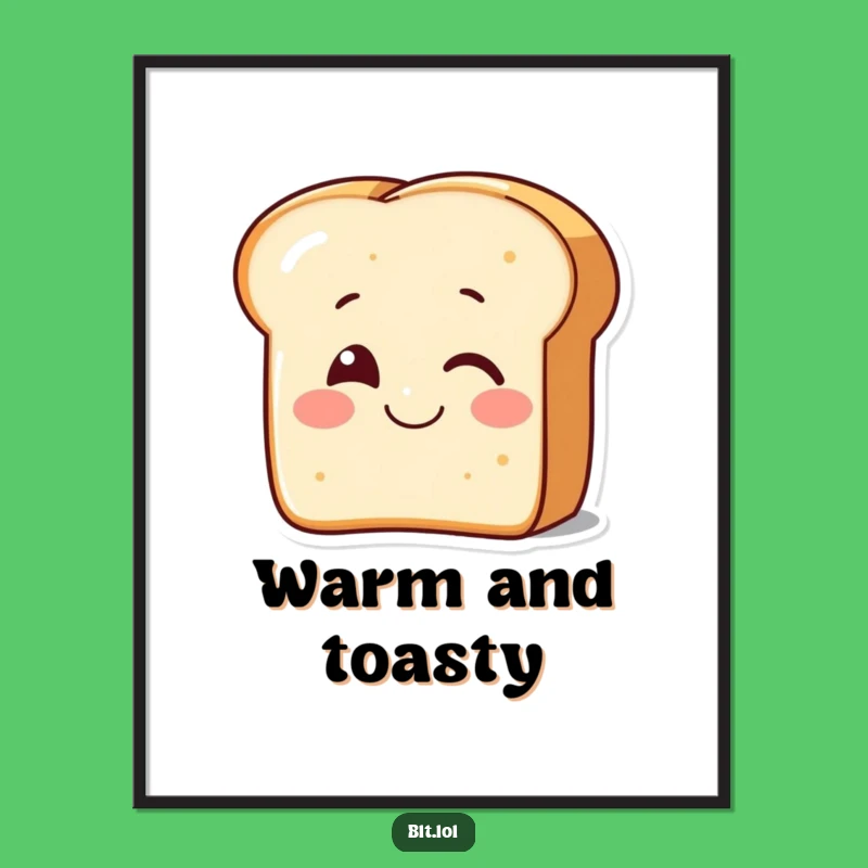 Funny Winking Bread Digital Art - Smiling Cute Toast Print Gift