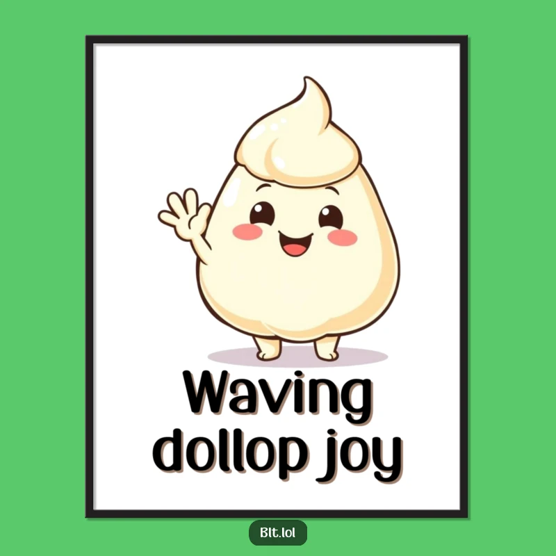 Funny Mayo Dollop Waving Digital Print: Instant Friendly Decor!