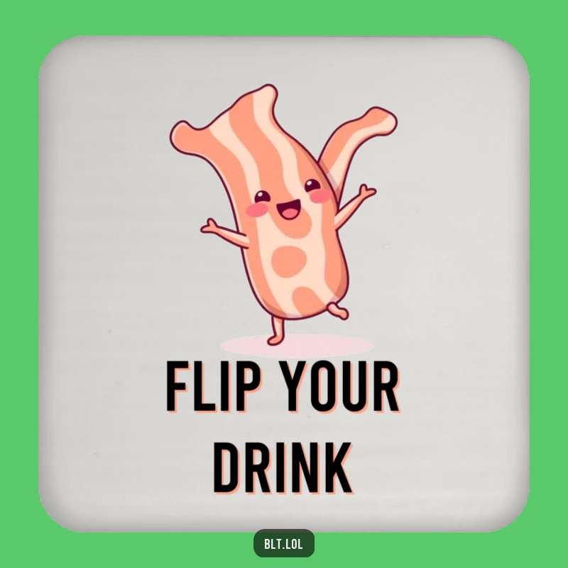 Funny Bacon Cartwheel Drink Coaster: Protect Surfaces with Breakfast Fun