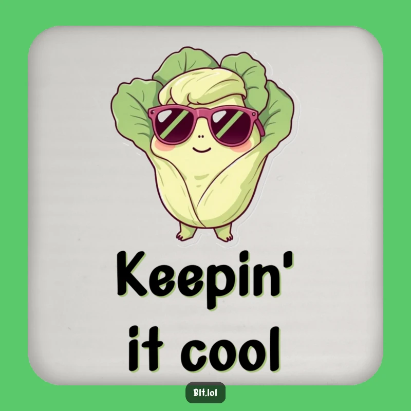 Funny Chilling Lettuce Sunglasses Coaster - Cool Veggie Bar Gift for Humorous Surfaces