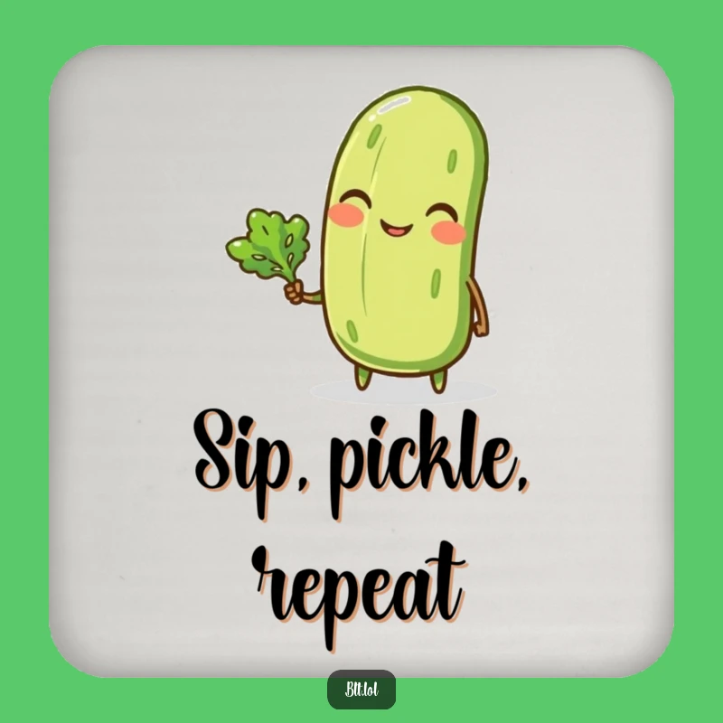 Funny Pickle Coaster Set - Adorable Anthropomorphic Veggie Drink Protection Gift