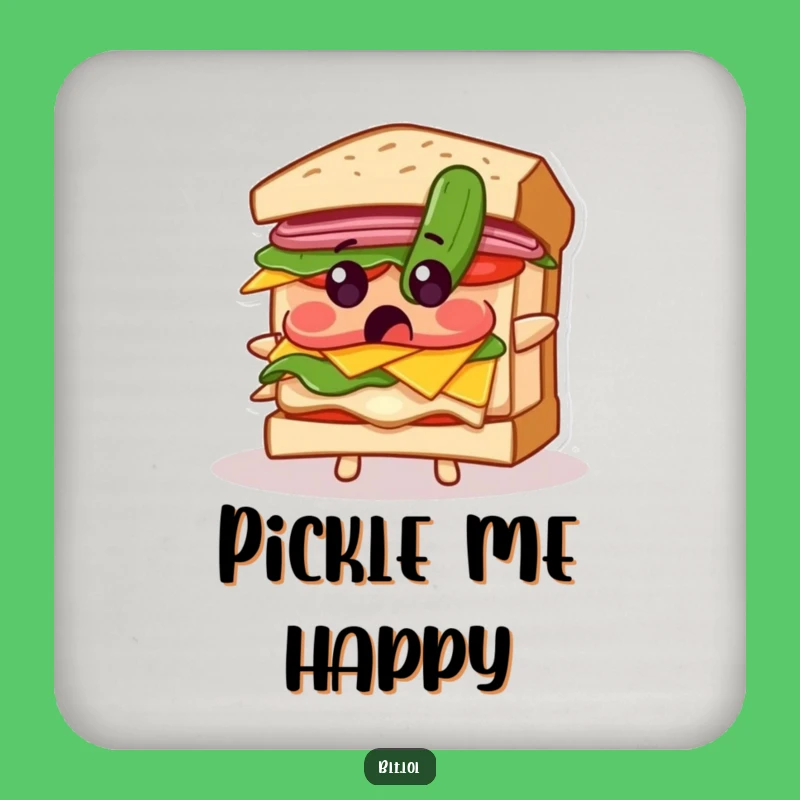 Funny Surprised BLT Sandwich Pickle Drink Coaster: Protect Surfaces with Comical Alarm