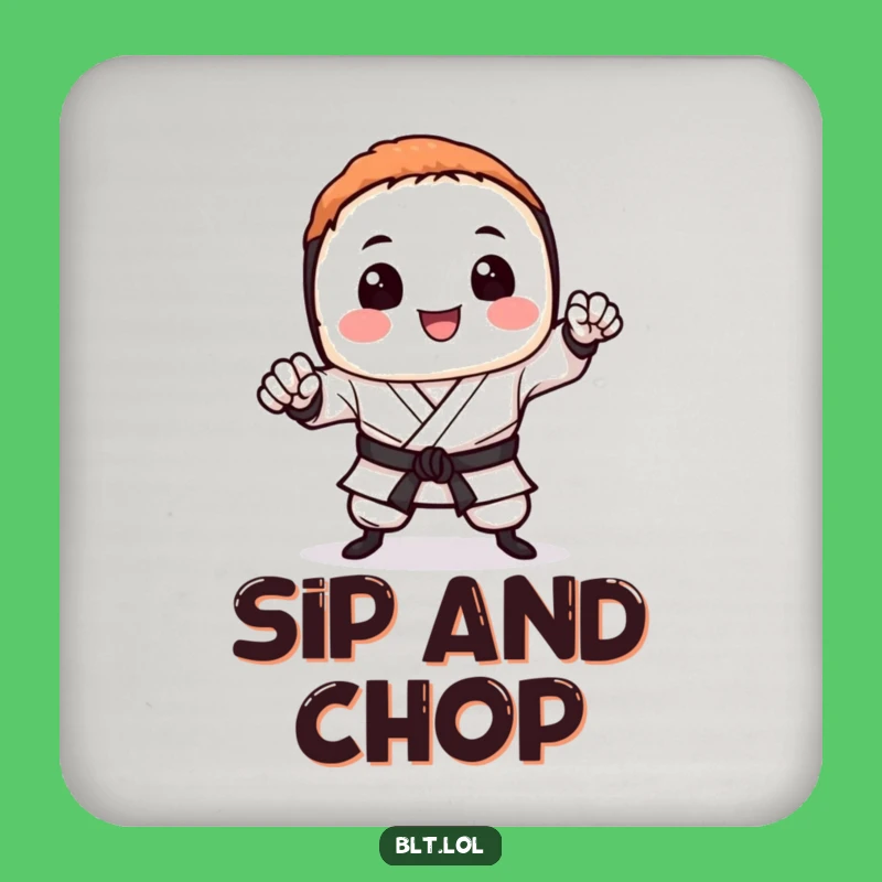 Funny Sushi Karate Chop Drink Coaster: Protect Surfaces with a Punch