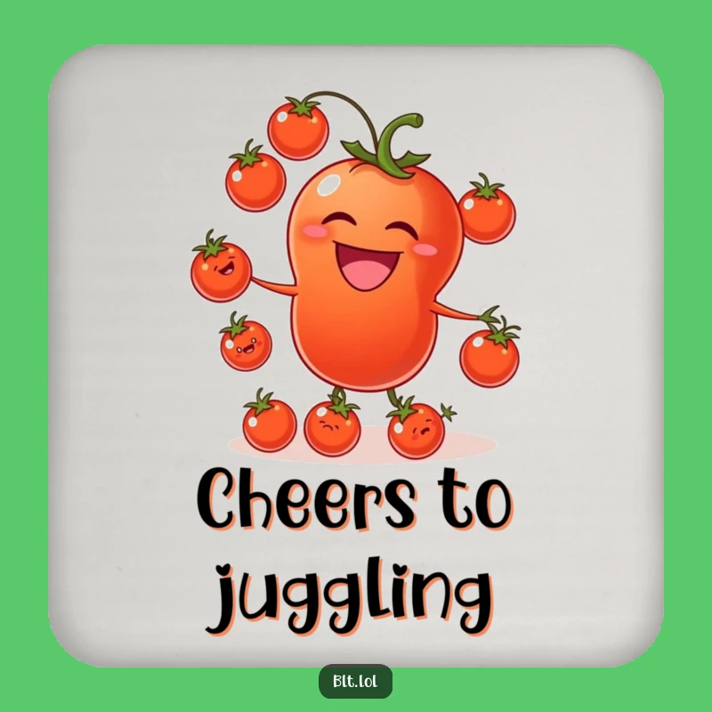 Funny Tomato Juggling Drink Coaster: Protect Surfaces with Garden Fun