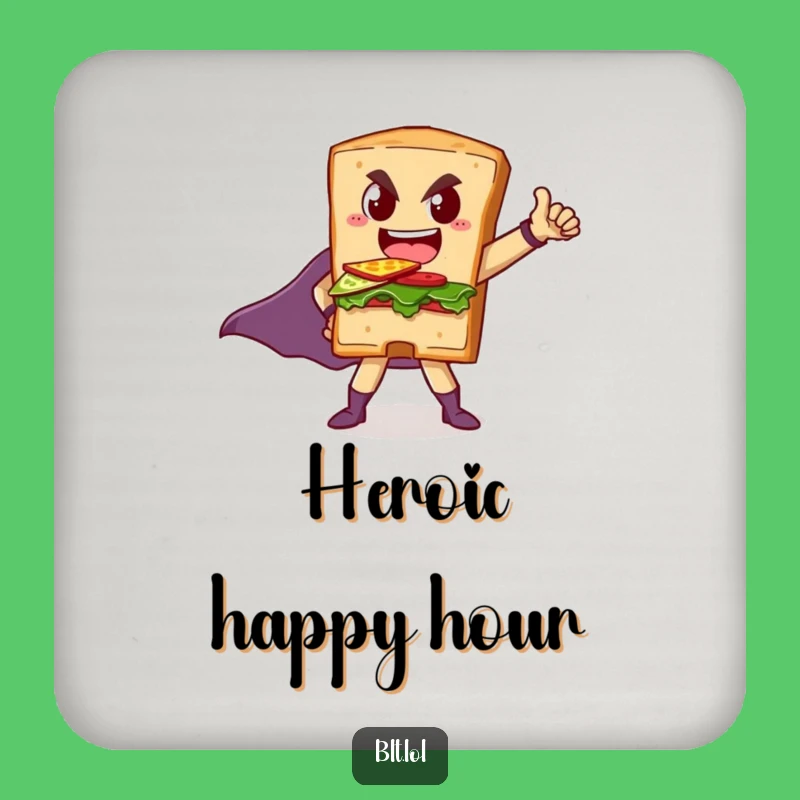 Funny BLT Superhero Sandwich Drink Coaster: Defend Your Surfaces with Hilarious Heroic Style