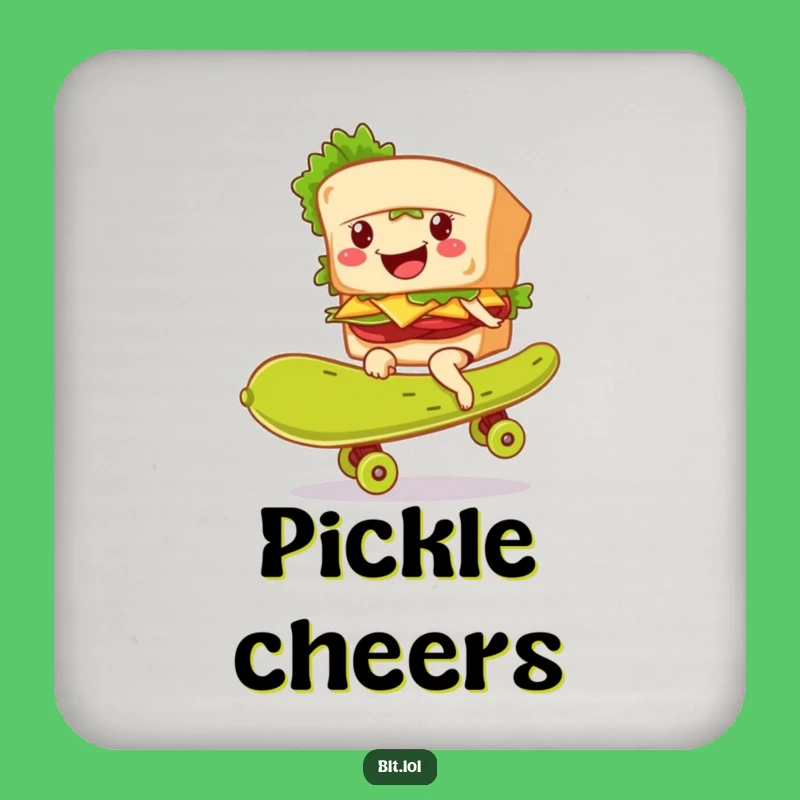 Funny BLT Pickle Skateboarder Coaster - Humorous Table Protection