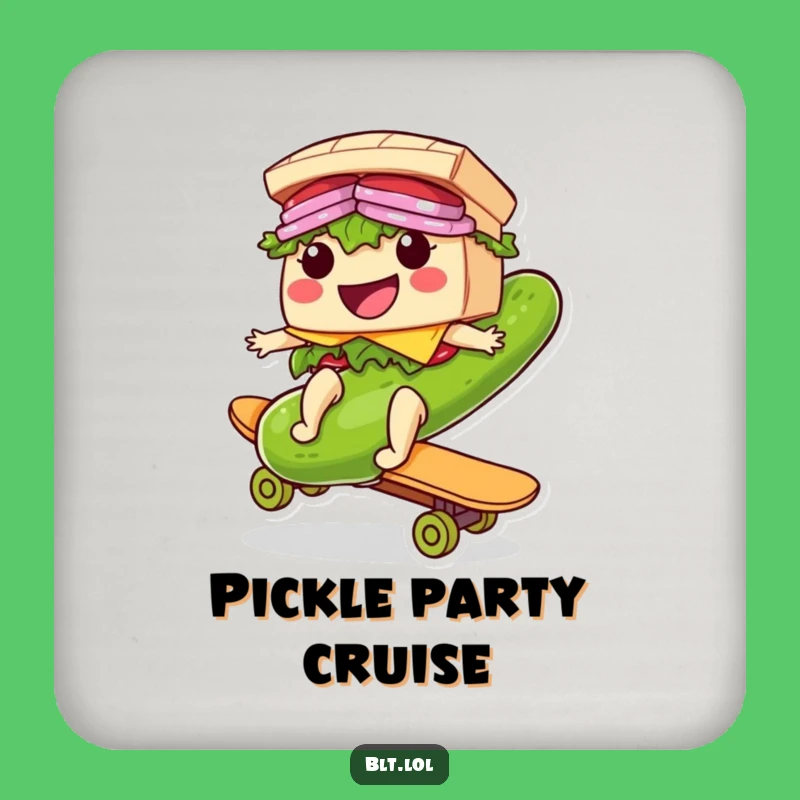 Funny Riding BLT Sandwich Coaster: Pickle Skateboard Protection, Perfect Gift