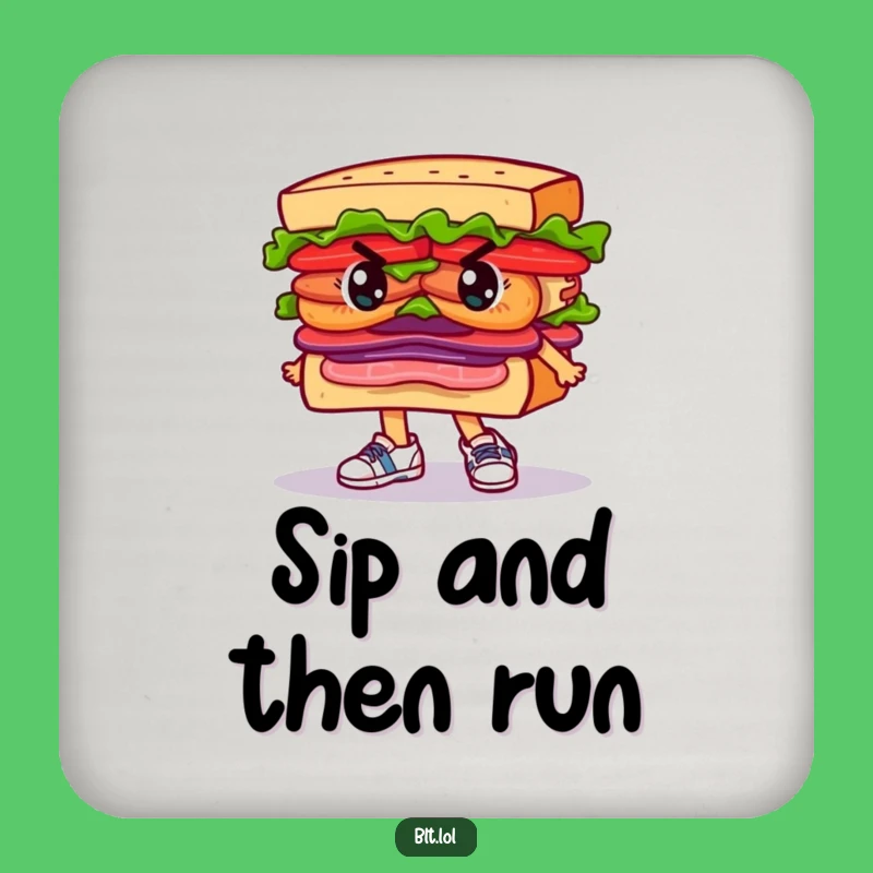 Funny Determined BLT Sandwich Drink Coaster: Running Surface Funny Gift