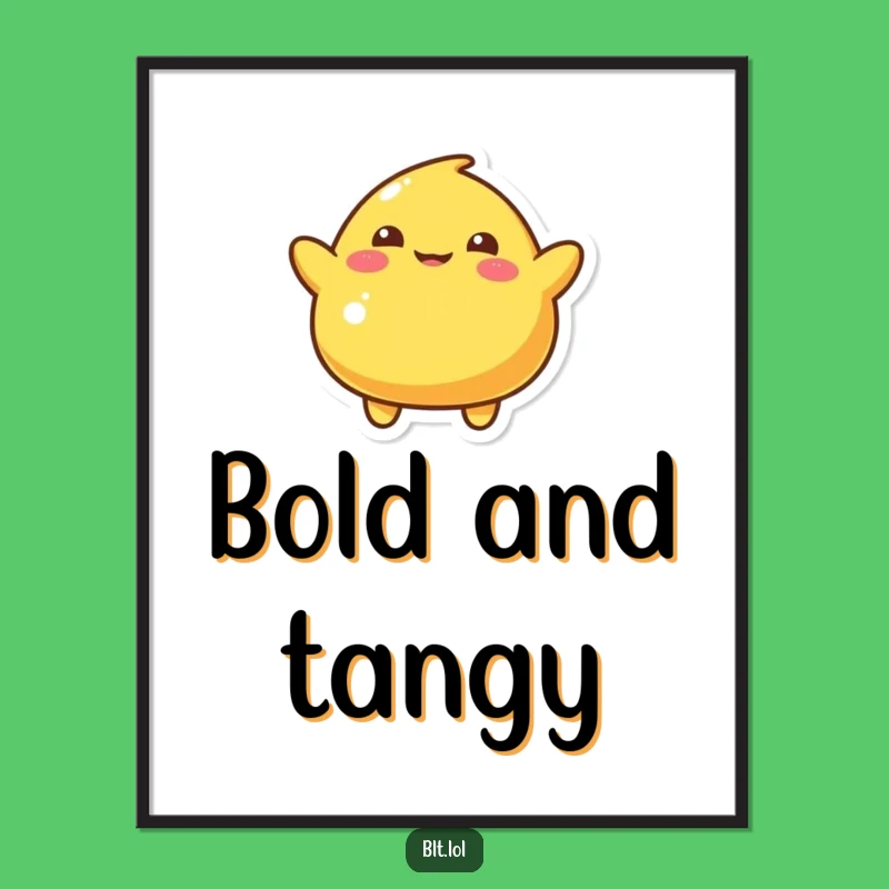 Funny Mustard Blob Poster Playful Wiggling Character Whimsical Wall Art Gift