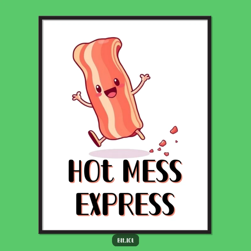 Funny Bacon Poster - Vibrant Anthropomorphic Foodie Wall Art & Hilarious Gift