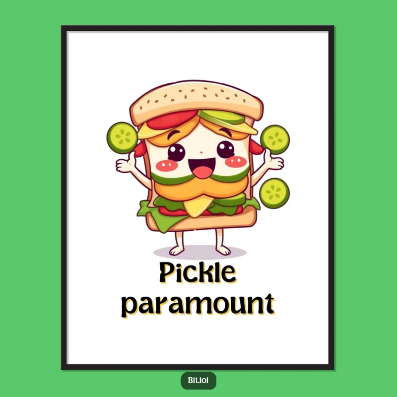 Funny BLT Sandwich Pickle Juggling Art Print - Hilarious Foodie Wall Decor