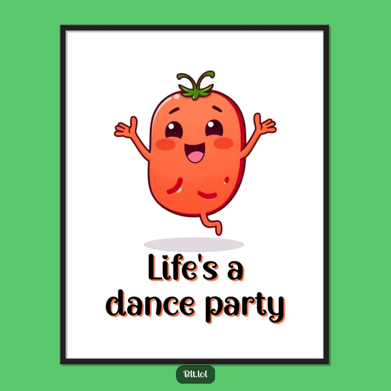 Funny Bouncy Tomato Slice Poster - Energetic Veggie Dance Art for Cheerful Decor