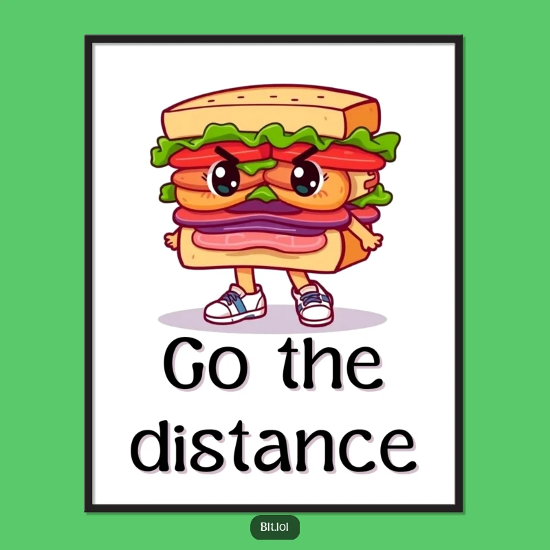 Funny Determined BLT Sandwich Poster: Running Art Hilarious Funny Gift