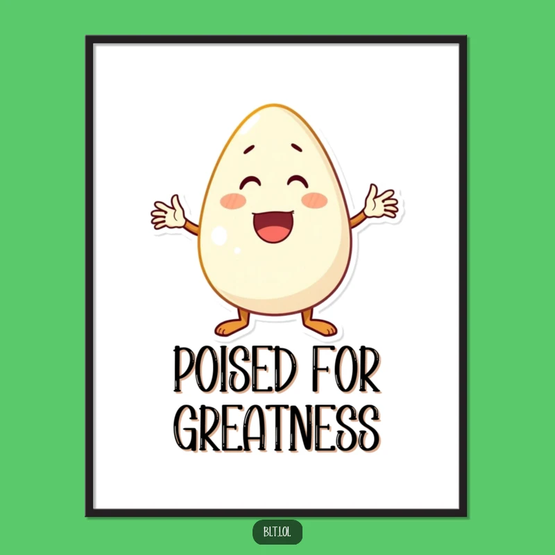 Funny Waving Egg Poster: Cheerful Character Art Print Gift