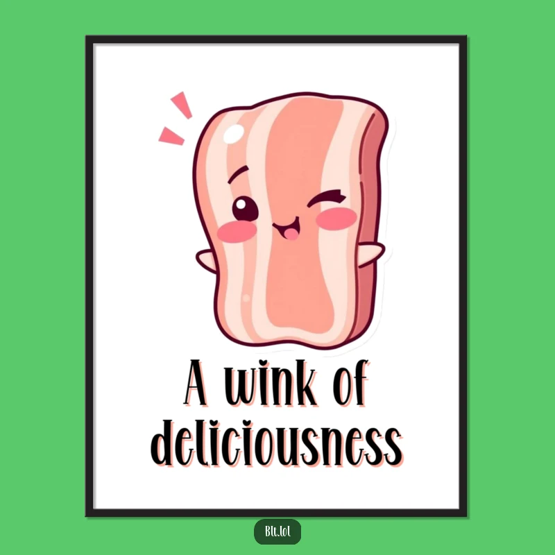 Funny Winking Bacon Poster - Sizzling Breakfast Art for Playful Decor