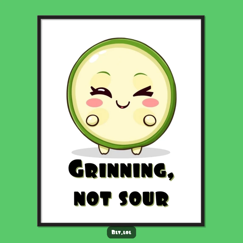 Funny Pickle Slice Poster Winking Mischievous Character Whimsical Wall Art Gift