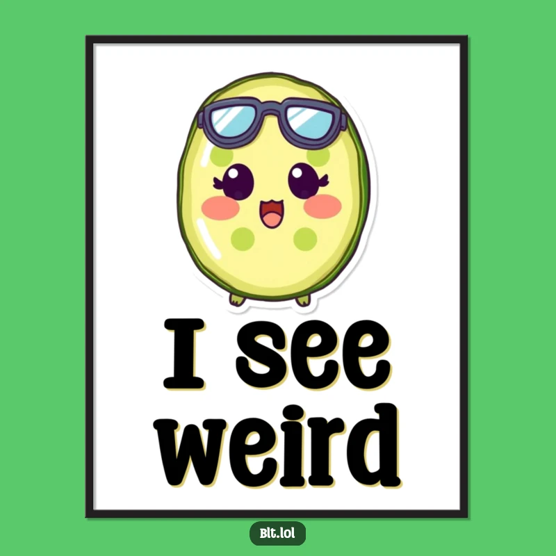 Funny Surprised Pickle Slice Goggles Poster - Quirky Wall Art Decor
