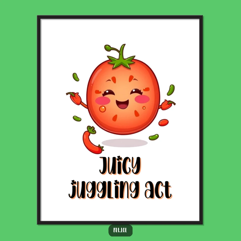 Funny Tomato Juggling Seeds Poster: Hilarious Wall Art for Kitchens!