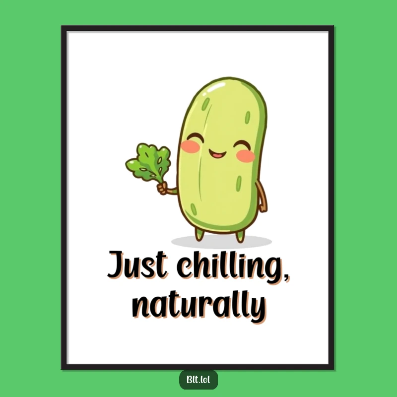 Funny Pickle Poster - Vibrant Anthropomorphic Veggie Wall Art & Hilarious Gift