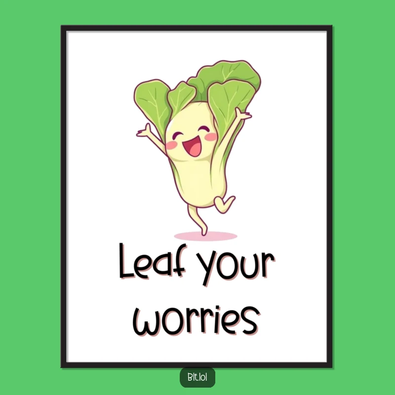 Funny Excited Lettuce Leaf Gymnastics Flip Poster - Energetic Wall Art