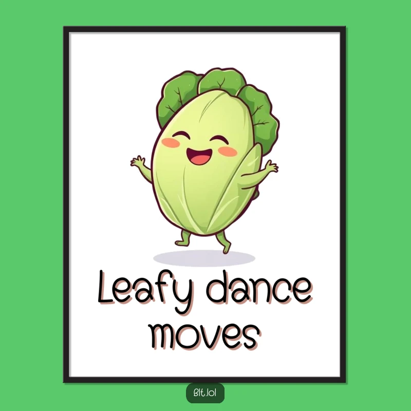 Funny Lettuce Dance Poster: Whimsical Wall Art for Kitchens & Cafes