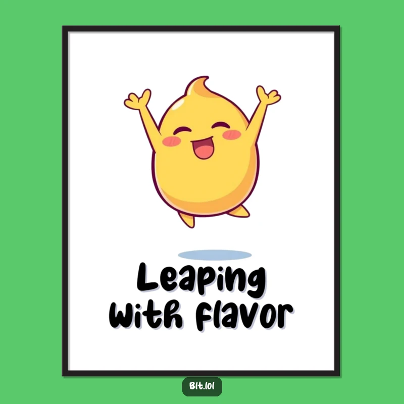 Funny Mustard Blob Leaping Poster: Add Zest to Your Wall Art!