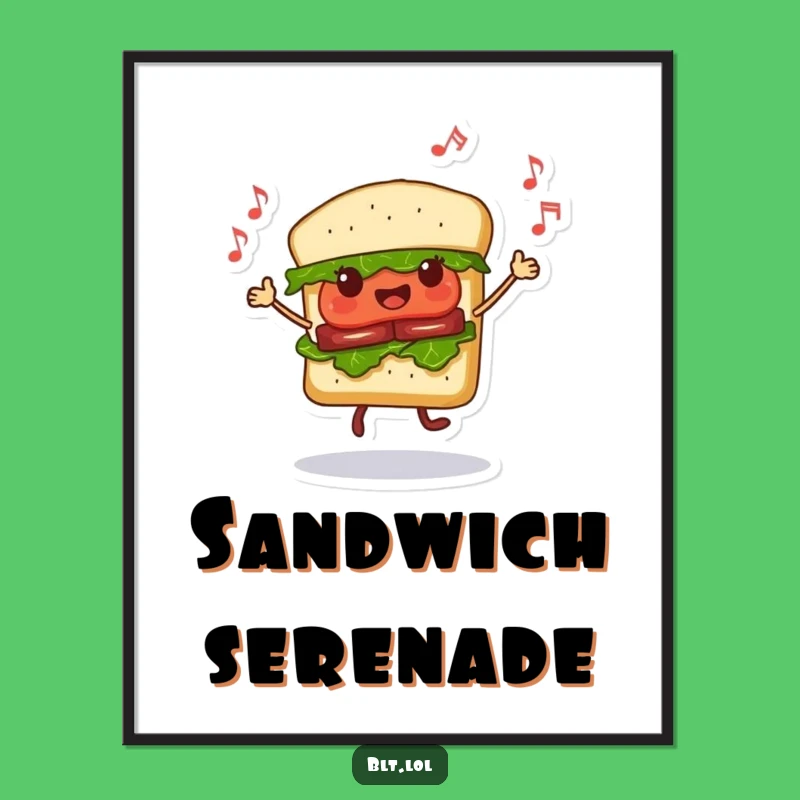 Funny Dancing BLT Sandwich Poster - Vibrant Musical Wall Art for Kitchens