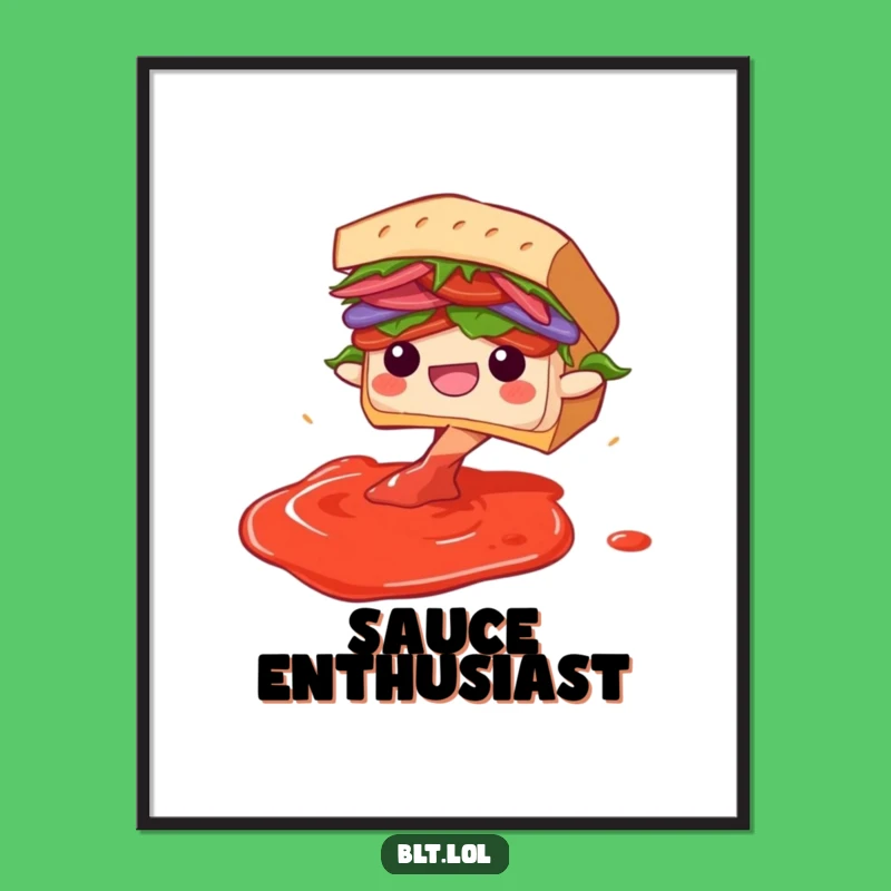 Funny Diving BLT Sandwich Poster: Sauce Pool Art Print, Gift Idea