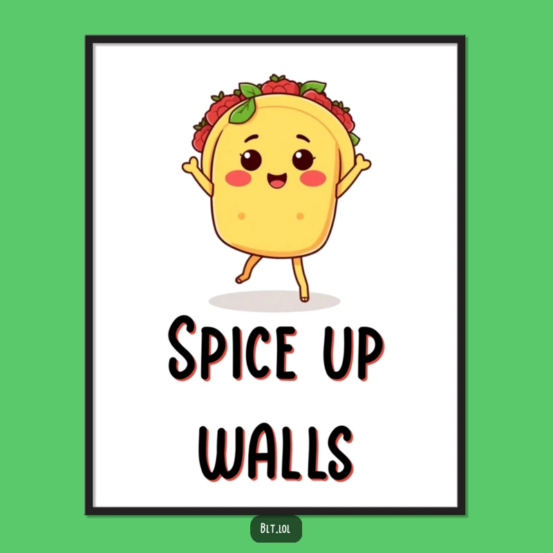 Funny Kawaii Taco Salsa Dancer Poster: Vibrant Wall Art for Laughter Lovers