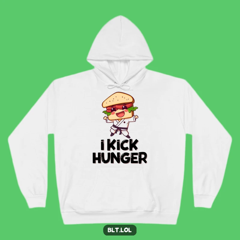 Cozy Funny BLT Sandwich Karate Kick Hoodie - Warm & Hilarious Foodie Gift