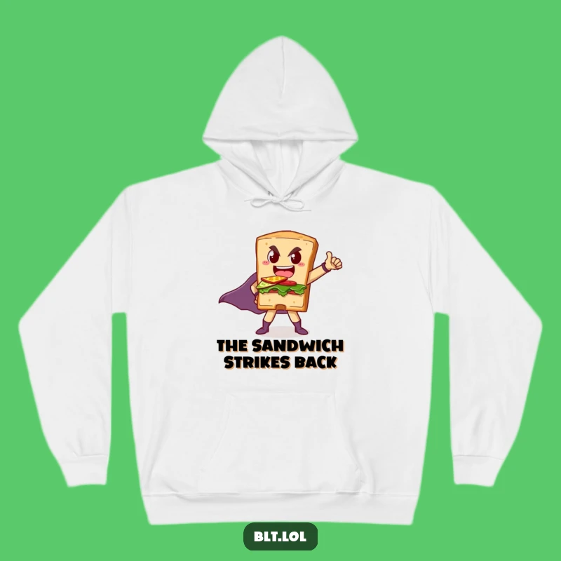 Cozy Funny BLT Superhero Sandwich Hoodie: Embrace Your Inner Champion with Hilarious Warmth