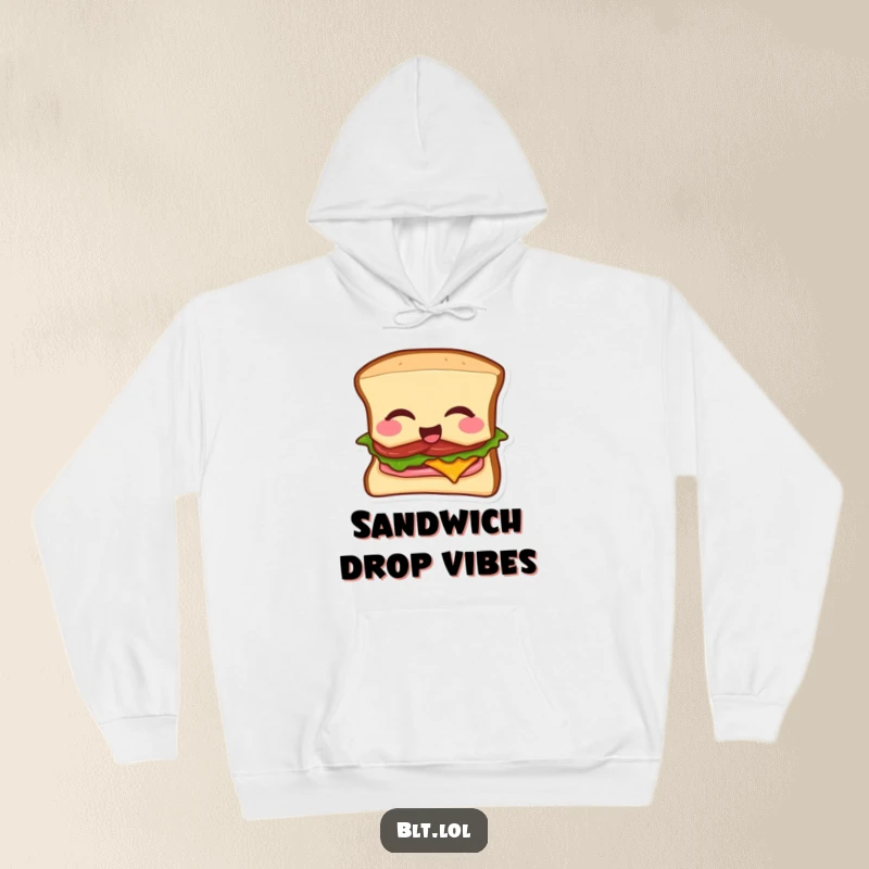 Funny BLT sandwich hoodie featuring a winking sandwich dropping the mic, embodying cool confidence and deliciousness.