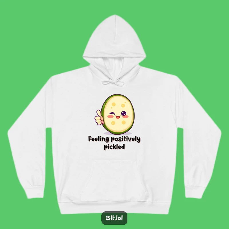 Funny Happy Pickle Thumbs Up Hoodie - Positive Cozy Gift