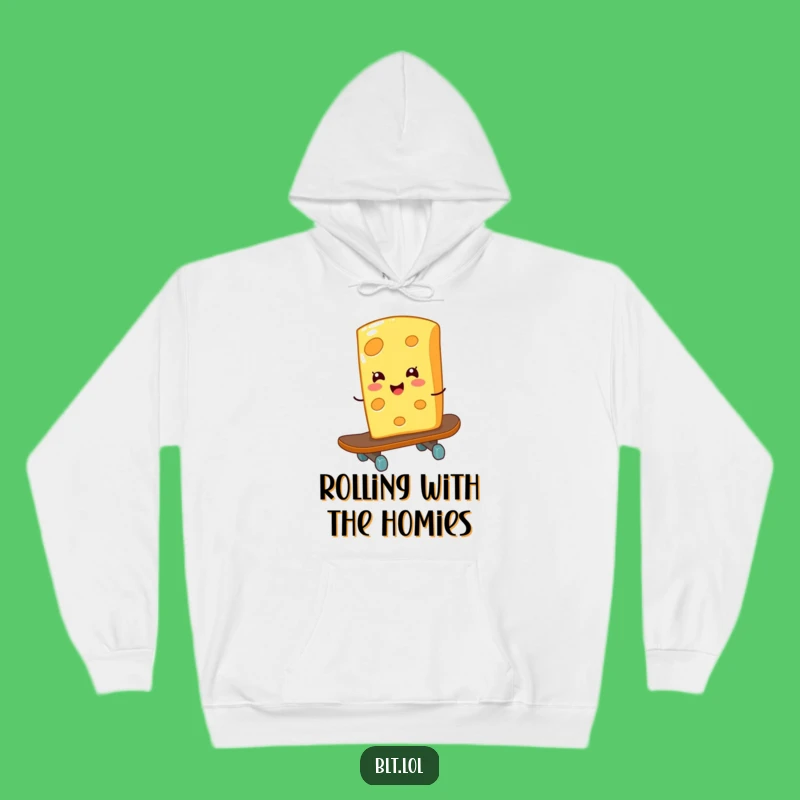 Funny Cheese Skateboard Hoodie - Giggling Rad Cozy Foodie Gift