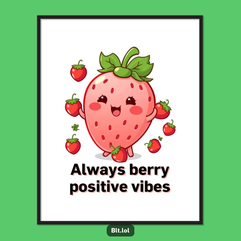 Funny Free Printable Wall Art: Kawaii Strawberry Juggling - Downloadable Quirky Decor