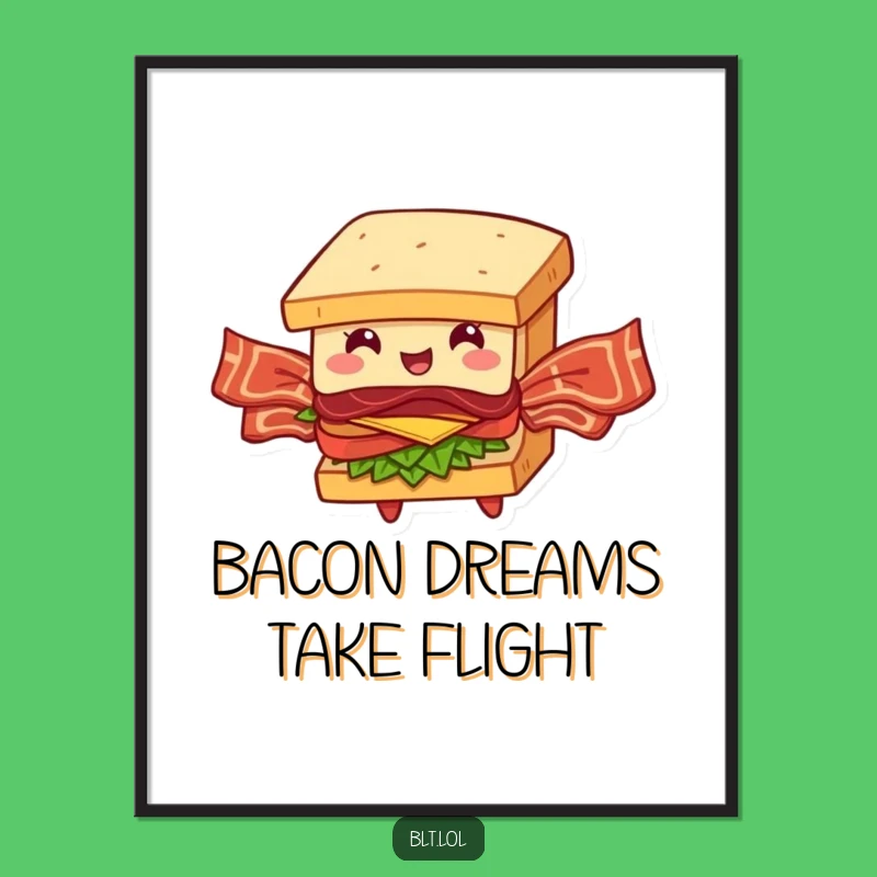 Funny Free Printable Wall Art: Flying BLT Sandwich Bacon Wings