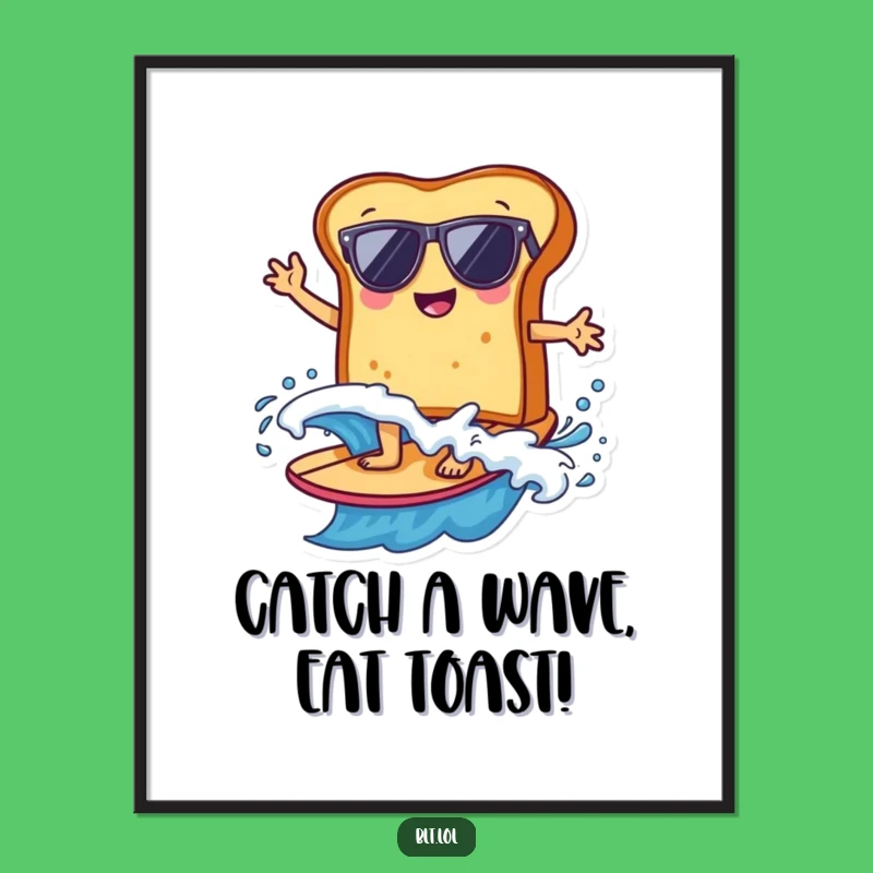 Free Printable Surfing Bread Wall Art: Fun Foodie Downloadable Decor