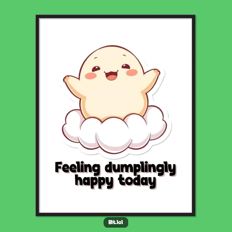 Funny Free Printable Wall Art: Kawaii Dumpling on Cloud - Downloadable Whimsical Decor