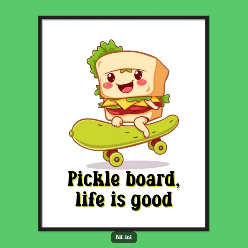 Free Printable BLT Pickle Skateboard Funny Wall Art - Humorous Downloadable Decor