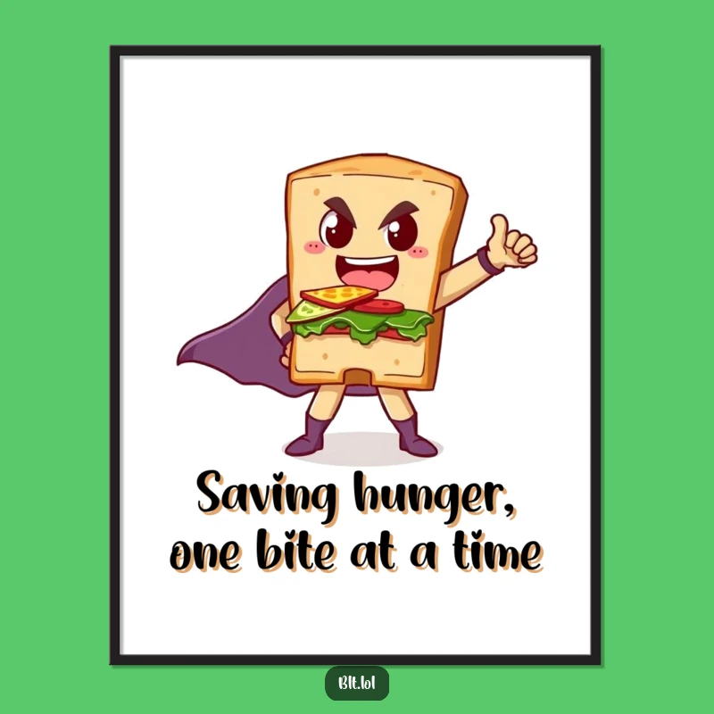 Funny Free Printable BLT Superhero Art: Pose Character Downloadable Decor