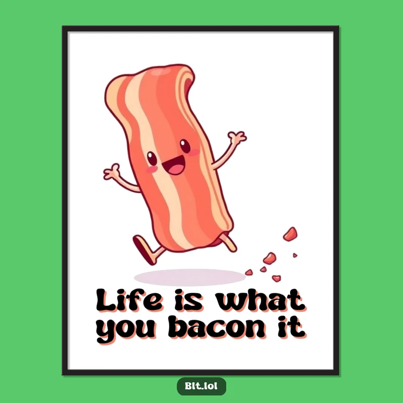 Funny Free Printable Wall Art: Cartwheeling Bacon Downloadable Decor for a Playful Home!