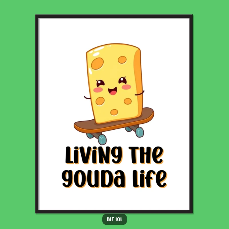 Funny Free Printable Wall Art: Giggling Cheese Skater - Quirky Decor