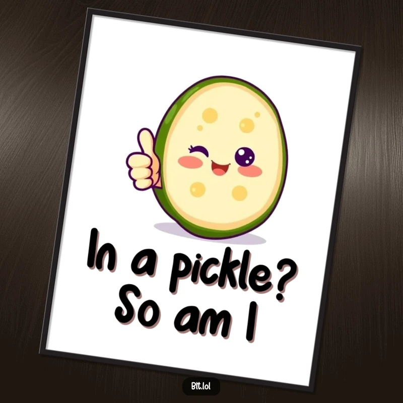 Funny Free Printable Wall Art: A happy pickle slice giving a big thumbs up, radiating positivity.
