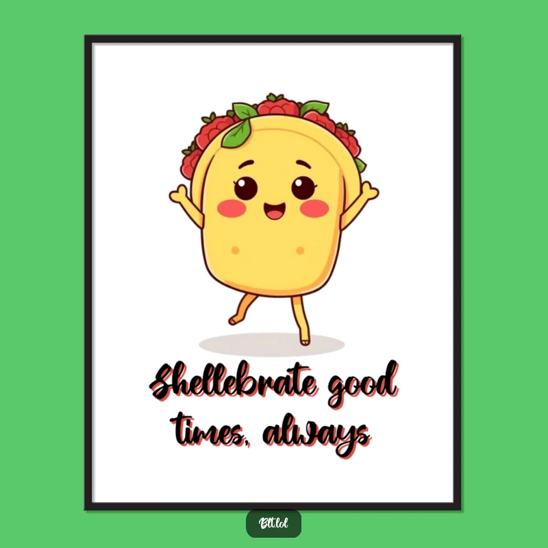 Funny Free Printable Wall Art: Kawaii Taco Salsa Dancing - Downloadable Quirky Decor