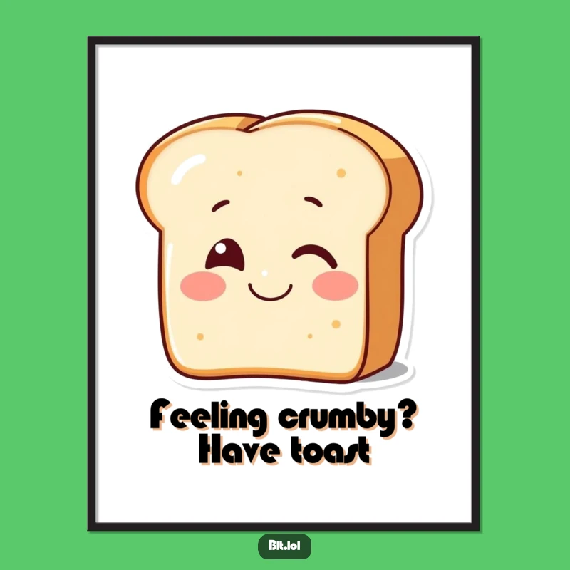 Funny Free Printable Wall Art: Winking Bread Slice - Quirky Decor Art